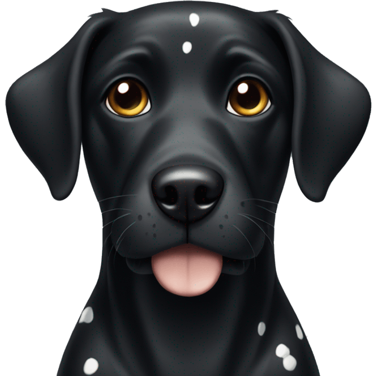 Black dog with white spots on her chest emoji