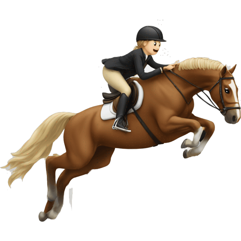 Girl on horse going over jump emoji