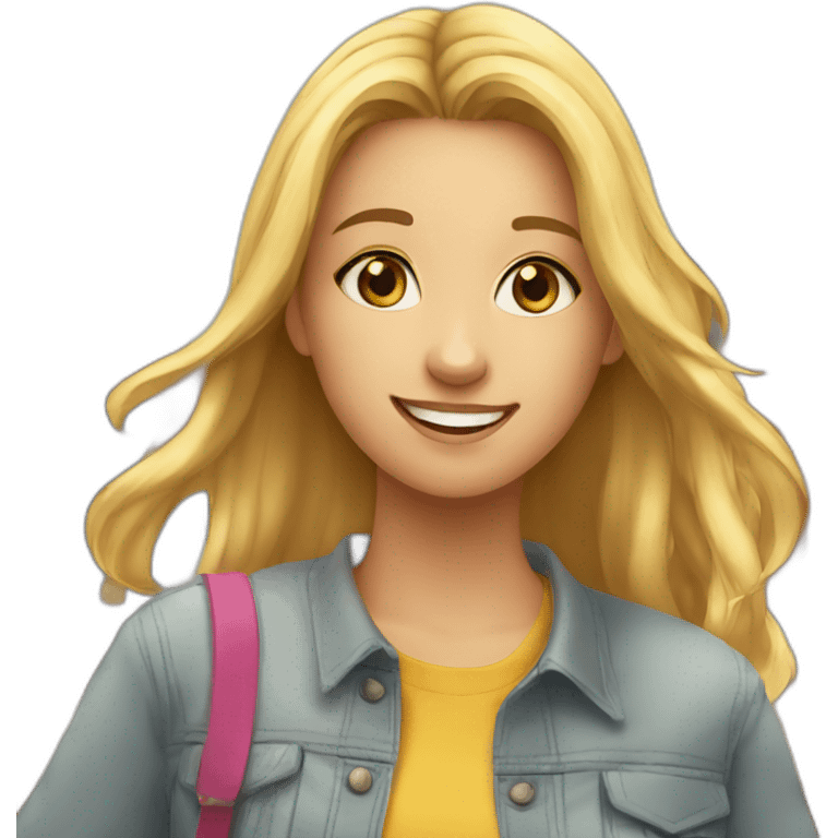 A girl having fun with friends in university  emoji