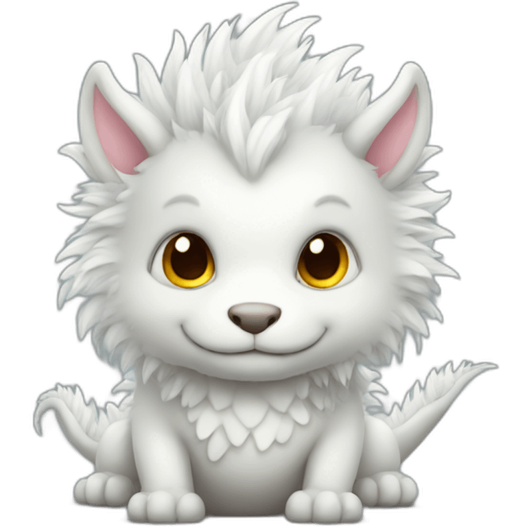 Fluffy dragon white emoji