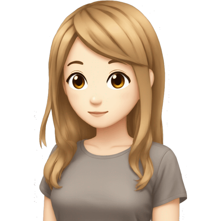 anime girl light brown hair poniko emoji