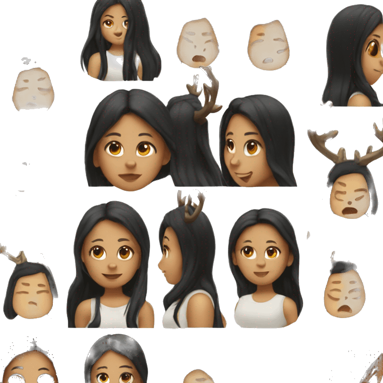 Girl with deers horns with long black hair emoji