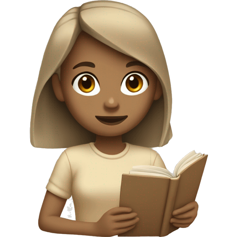 Girl reading a book. In beige tones  emoji