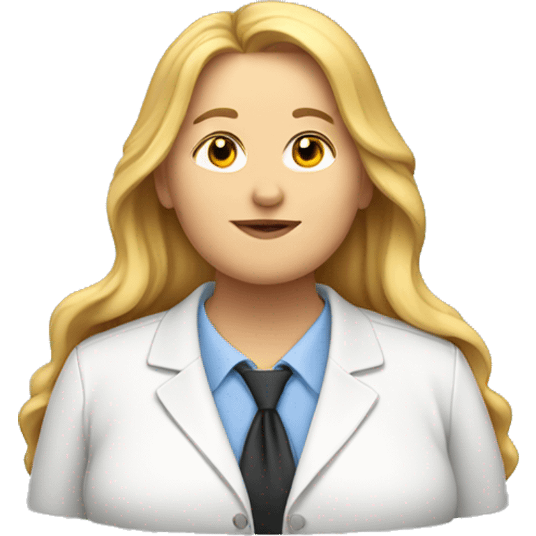 Obesity. A middle-aged woman with golden long hair, dressed in professional attire. emoji