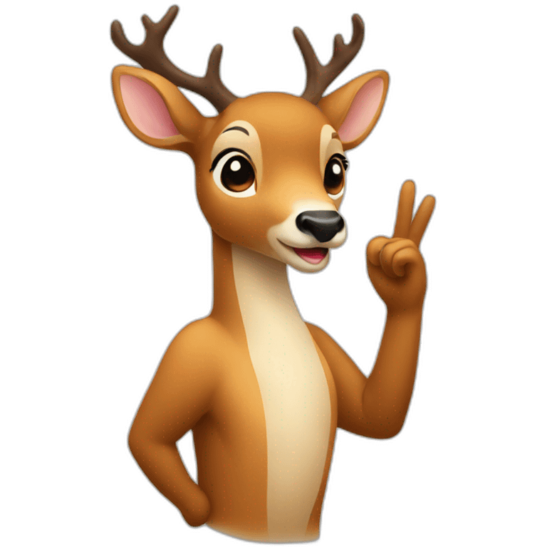 A deer with his hand up  emoji