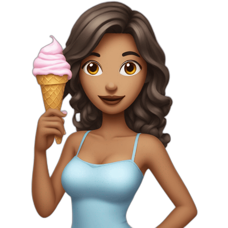 sexy girl holding an ice cream emoji