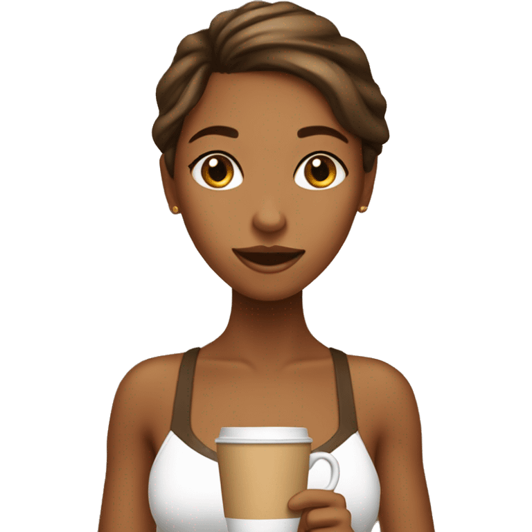 A caramel girl whit a coffee in her hand  emoji