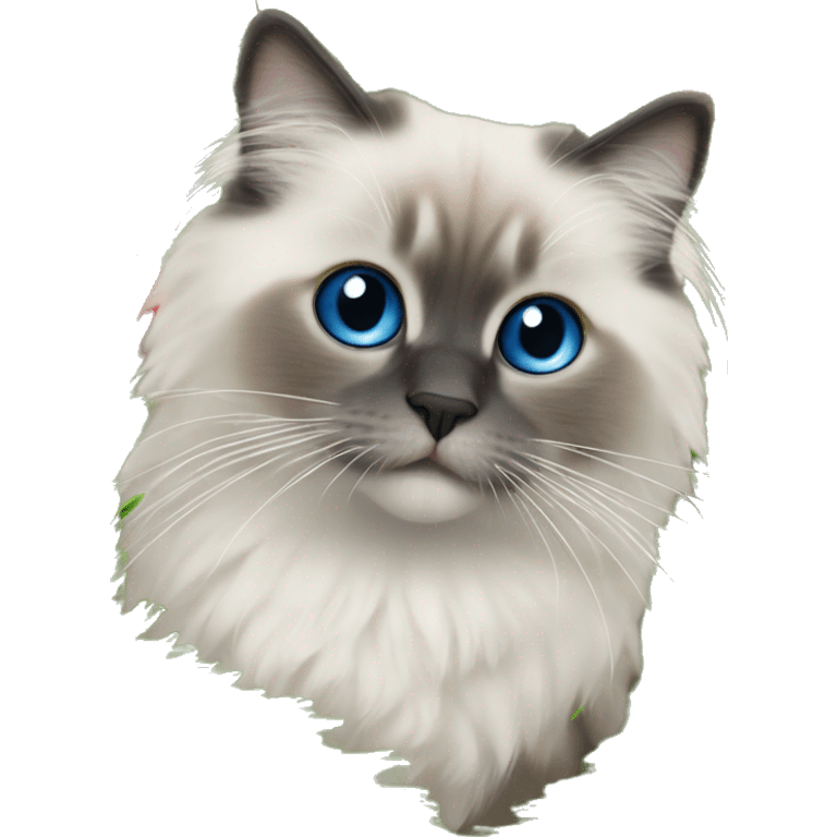 Blue colorpoint ragdoll kiten climbing a Christmas tree emoji