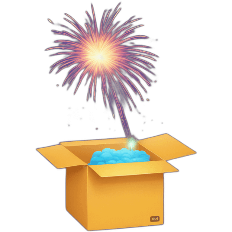 an open box with a firework inside emoji