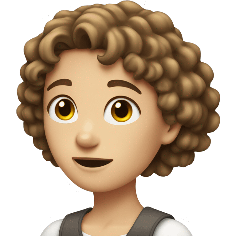 short brown curly hair white girl gesturing NO with arms emoji