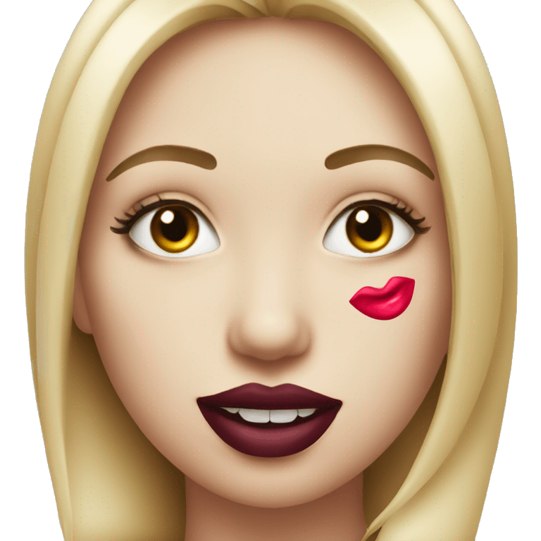 Smiley face with a lipstick and makeup emoji