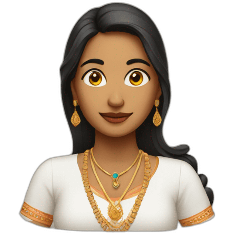 Beautiful Indian woman in front of laptop emoji