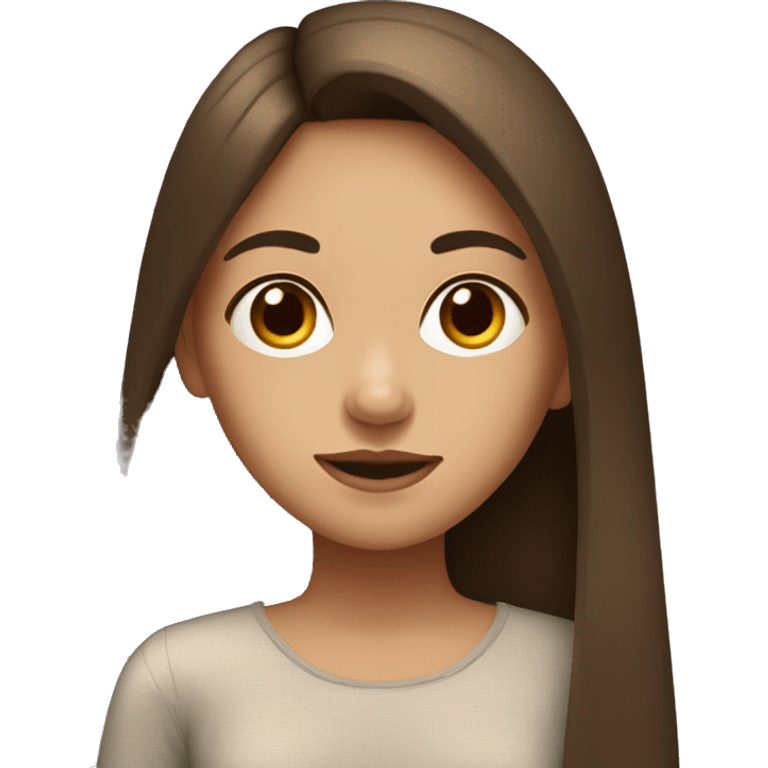 Portrait of a girl with long straight brown hair emoji