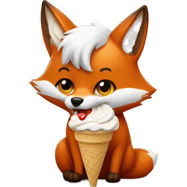 fox eating ice cream emoji