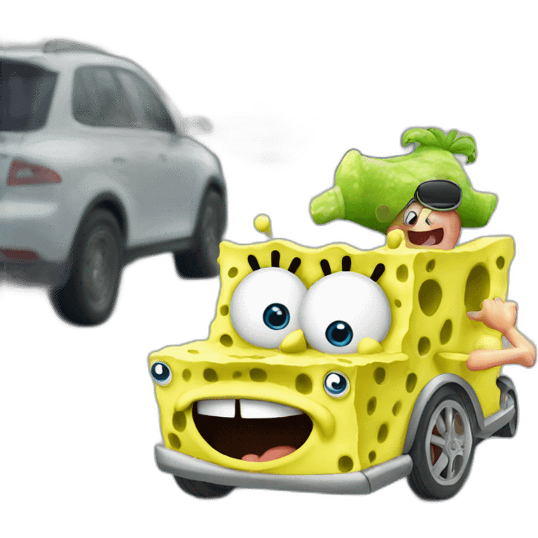 Spongebob driving car emoji