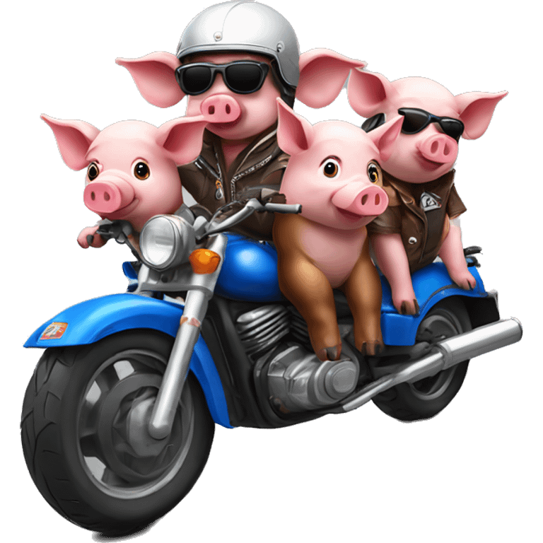 6 Pigs on motorbikes, wearing sunglasses and a helmet emoji