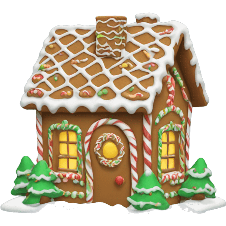 Gingerbread house in snow emoji