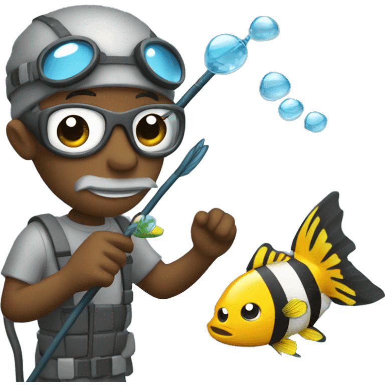 Fish snorkling holding a butterfly catcher emoji