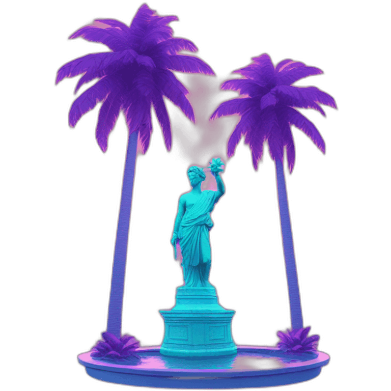 vaporwave palm tree and statue emoji