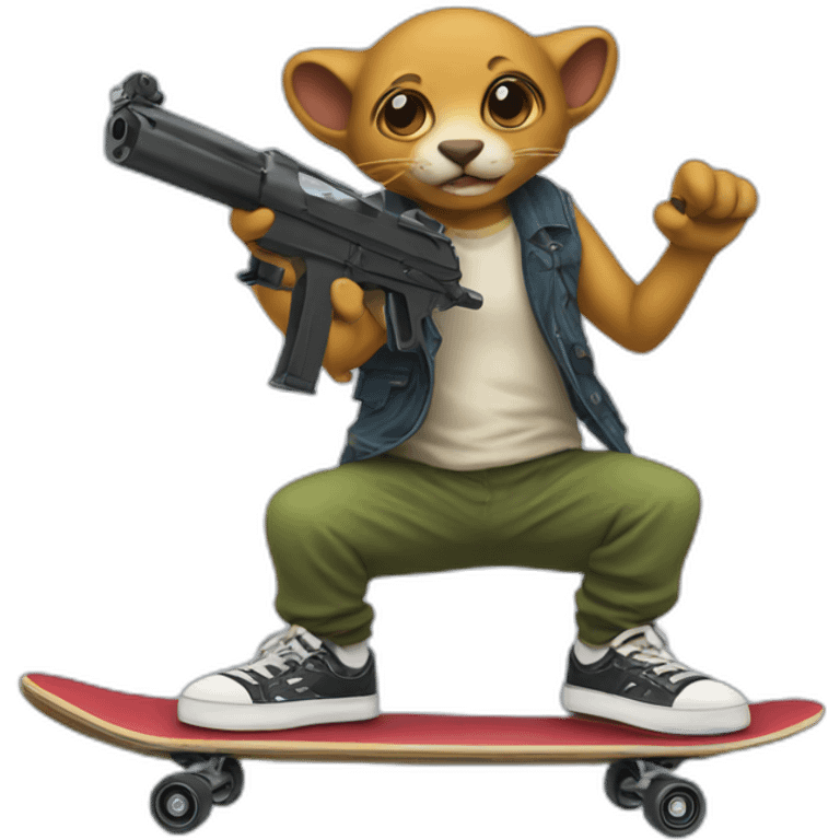 cât with a gun on a skateboard emoji