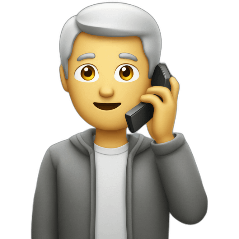 A man talks to his mobile phone sideways emoji