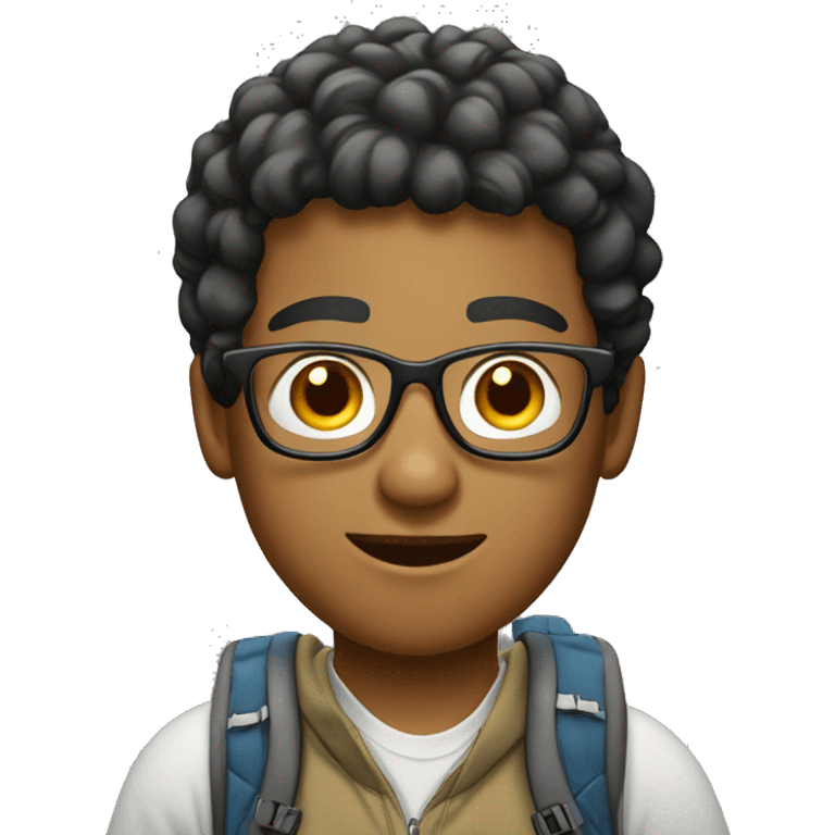 light skinned student with backpackand eyeglasses emoji