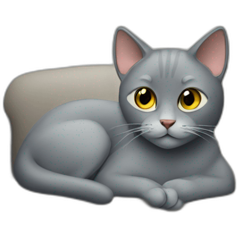 Grey cat sit on a couch emoji