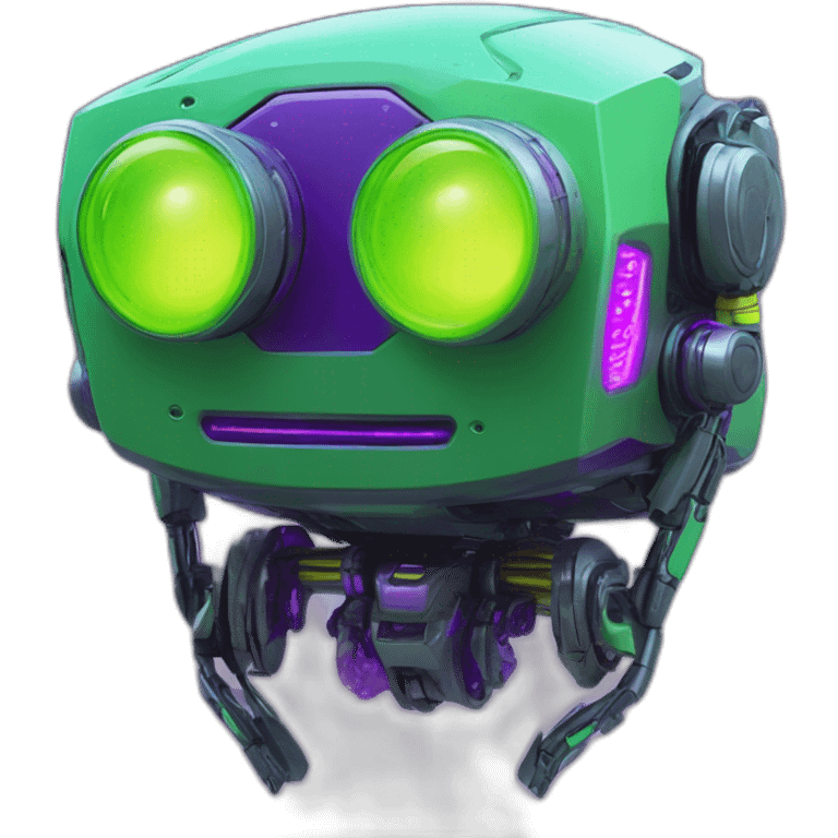 lemon-green-and-purple-neon-Robotic cyborg neo matrix emoji