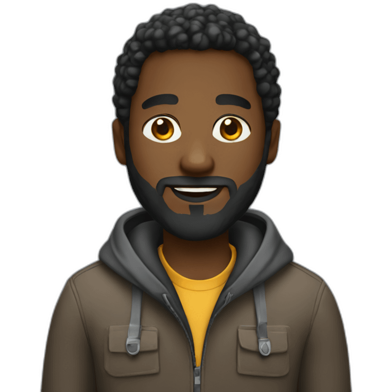 black guy programmer with beard emoji