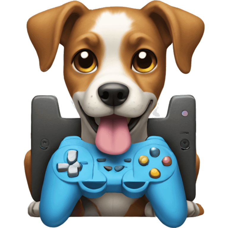 Dog playing video games emoji