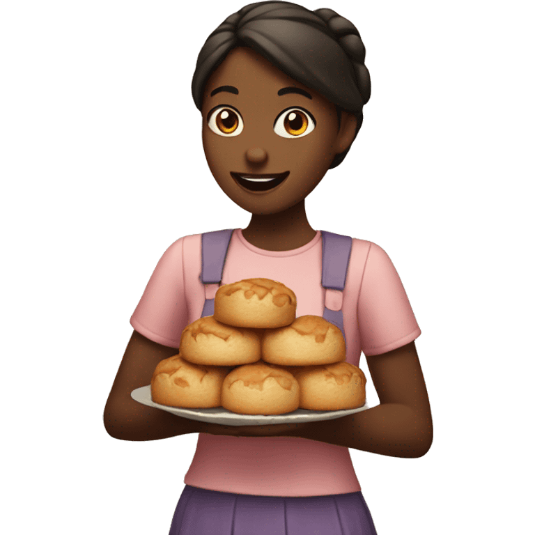 Girl holding baked goods emoji