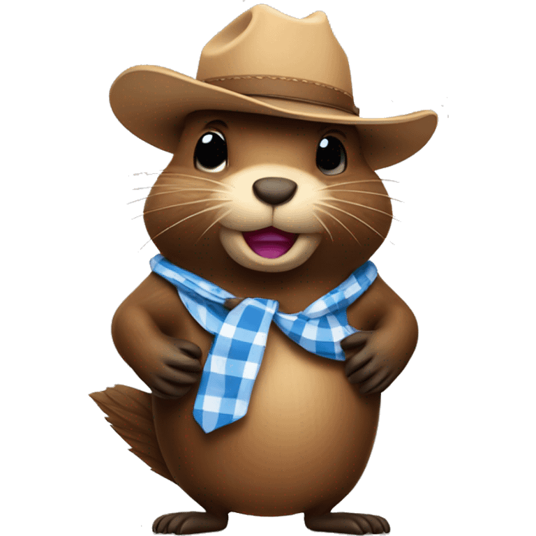 Beaver wearing a cowboy hat with a check in hand emoji