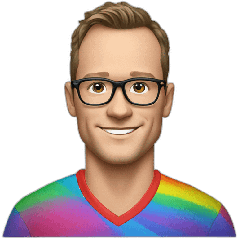 Jonathan Toews wearing glasses and rainbow clothes emoji