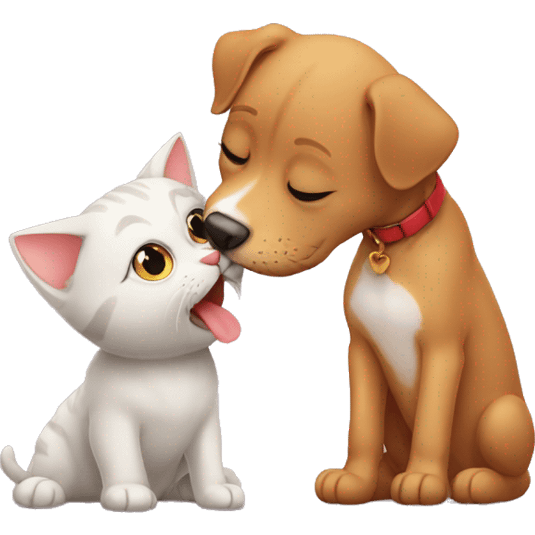 Cat kissing dog emoji