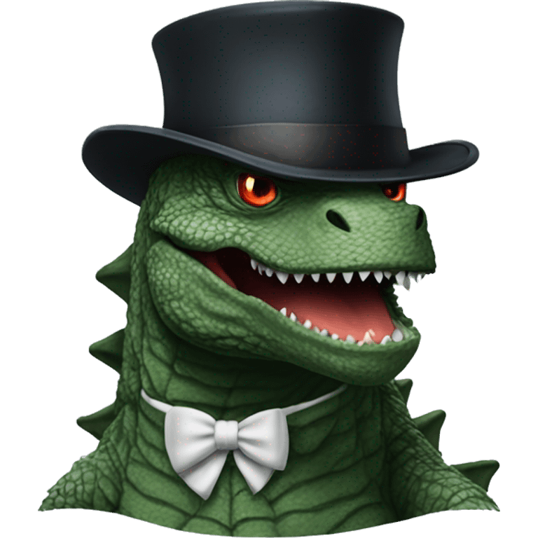 Godzilla in a tophat emoji