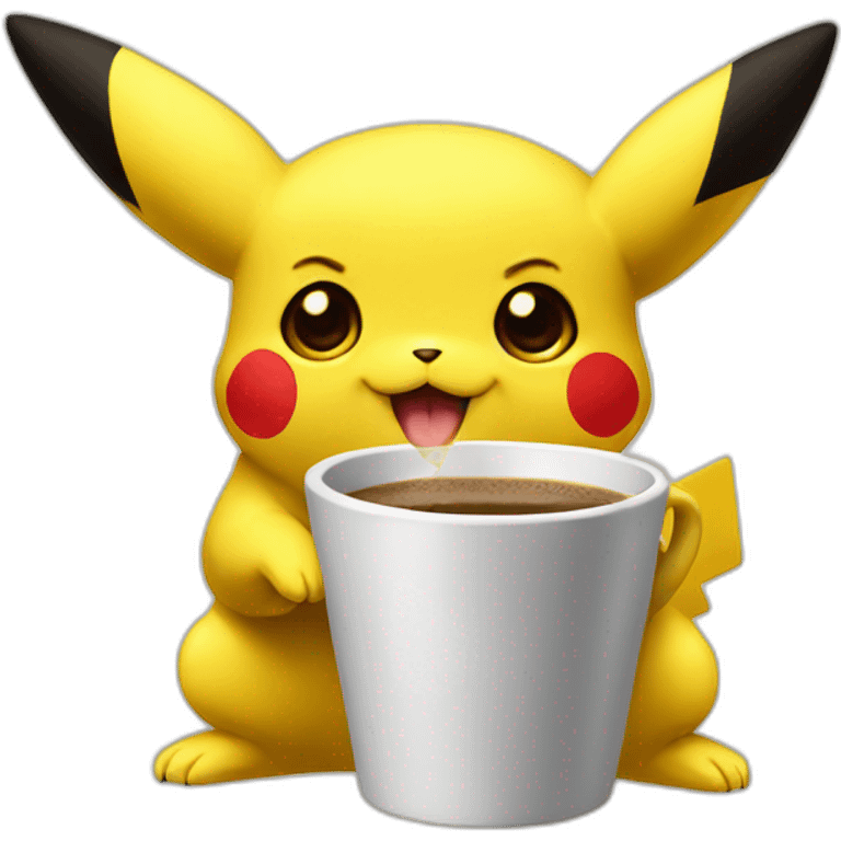 Pikachu drinking coffee emoji