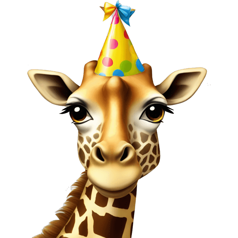 Giraffe with birthday hat emoji