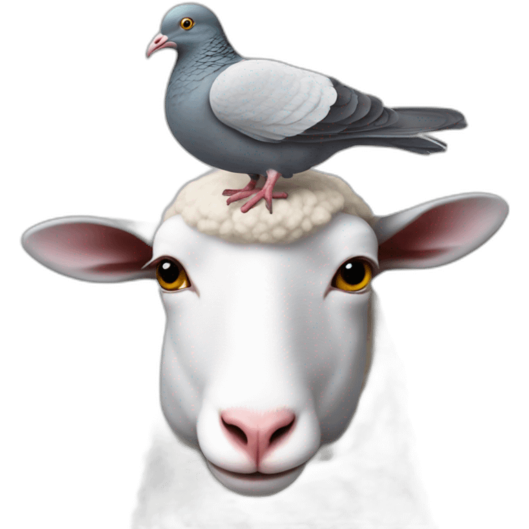 A pigeon on the head of a sheep  emoji