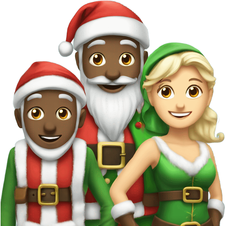 santa and 2 elves emoji