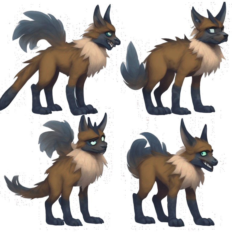 Cute Protogen-vernid-sergal-wickerbeast-fantasy-animal-fursona griffsnuff & LiLaiRa & Falvie full body emoji