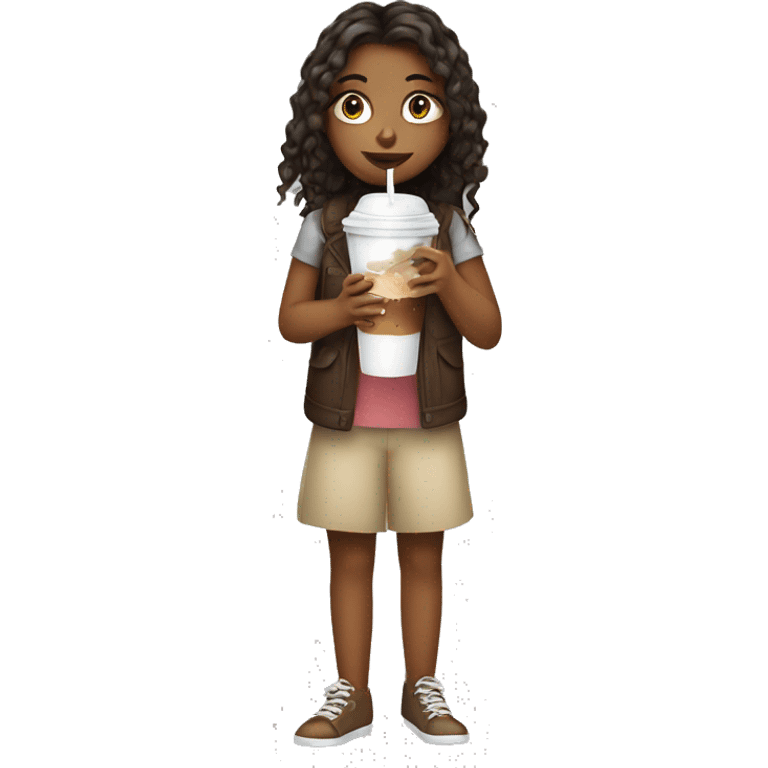 girl drinking iced coffe emoji