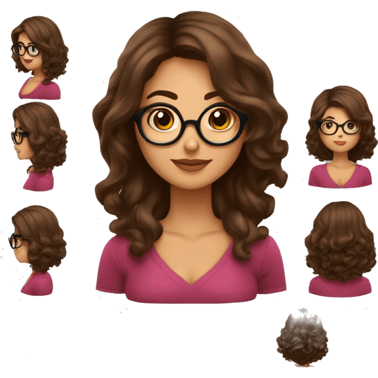 mulher morena de cabelo medio castanho com mechas loiras de oculos emoji