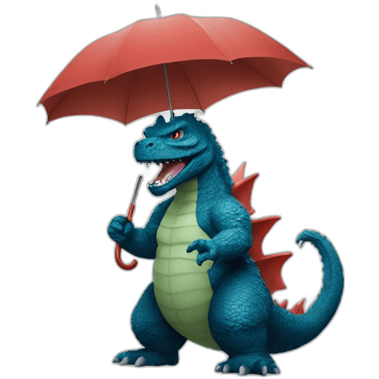 godzilla with umbrella emoji