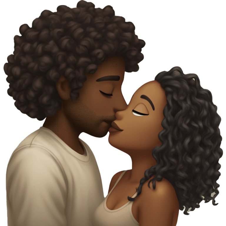 Me kissing my brown skin girlfriend with dark curly hair. I am black and have a septum piercing, and blonde locs. She has a septum piercing aswell. emoji