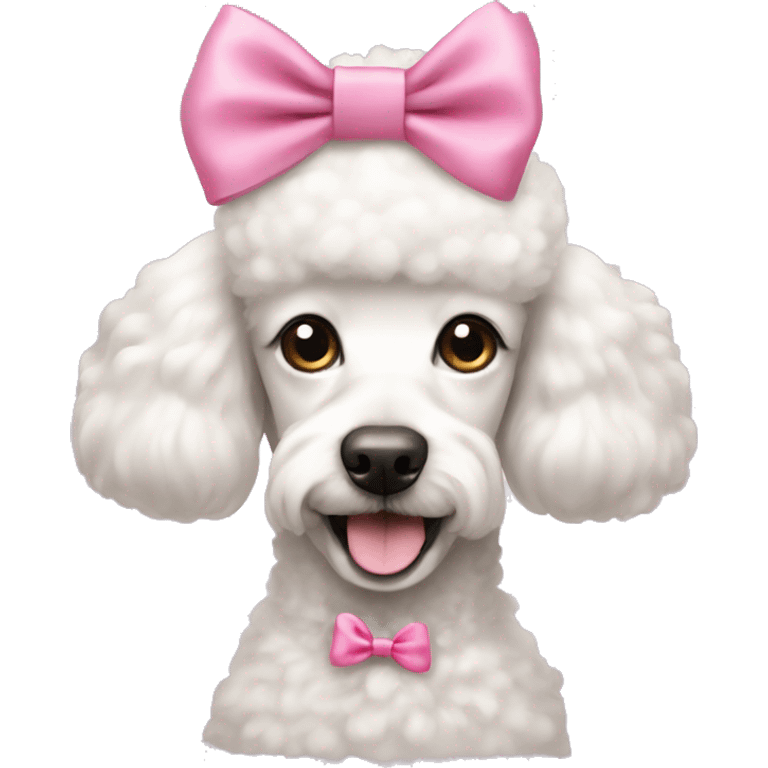 White poodle with pink bow on head emoji