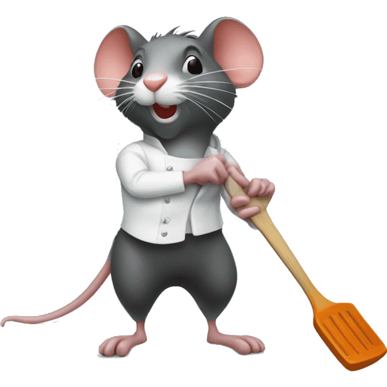 hold Dumbbell rat with cooking spatula emoji