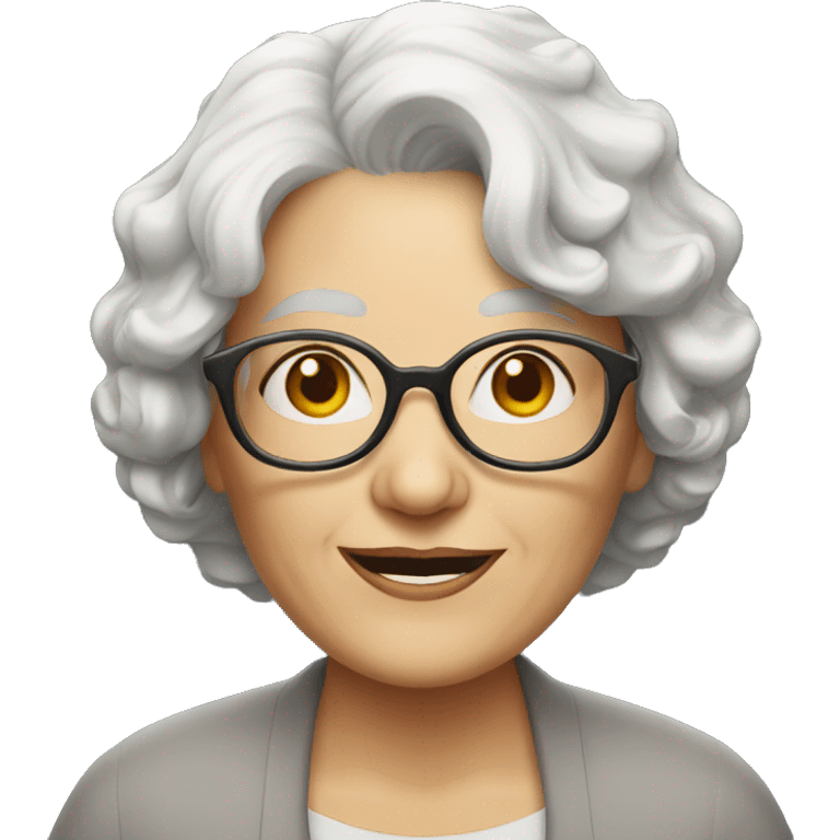 older woman with short wavy white hair and glasses emoji