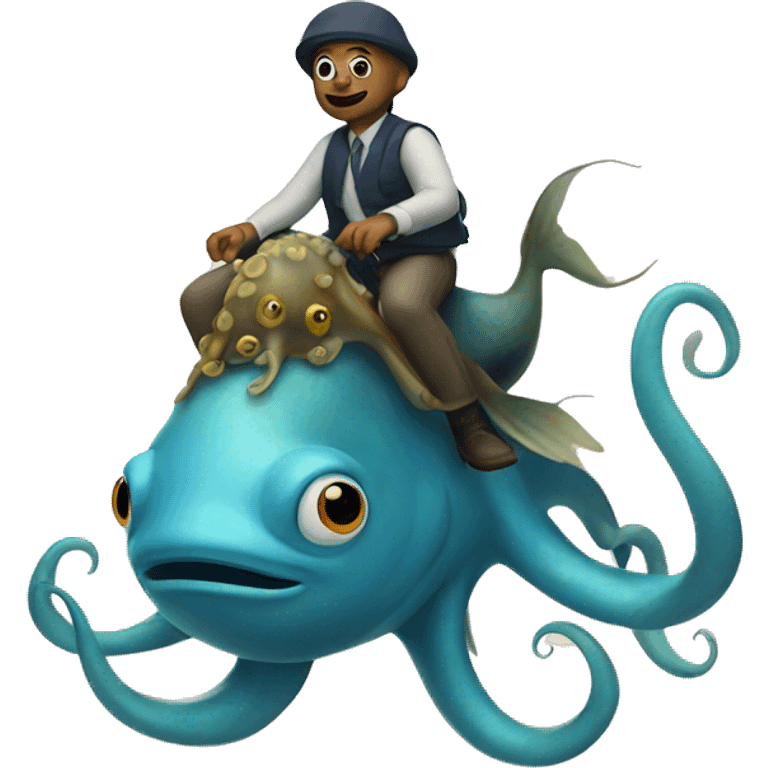 fish riding an octopus  emoji