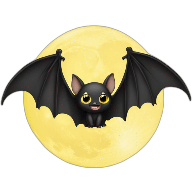 black baby bat wings in front of light yellow moon emoji