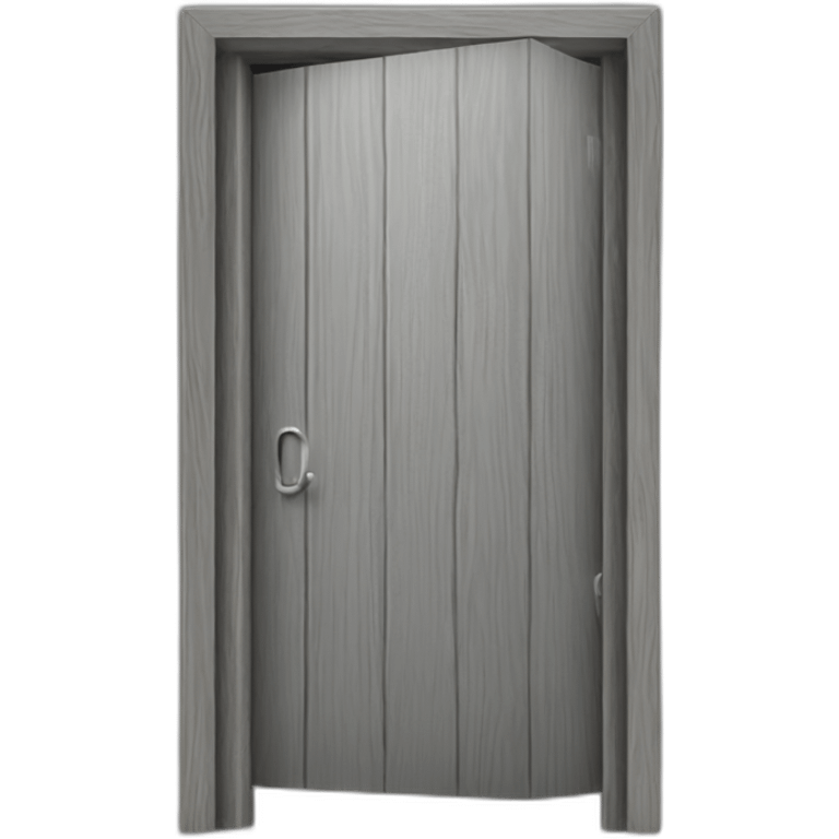 One gray wood open door perspective emoji